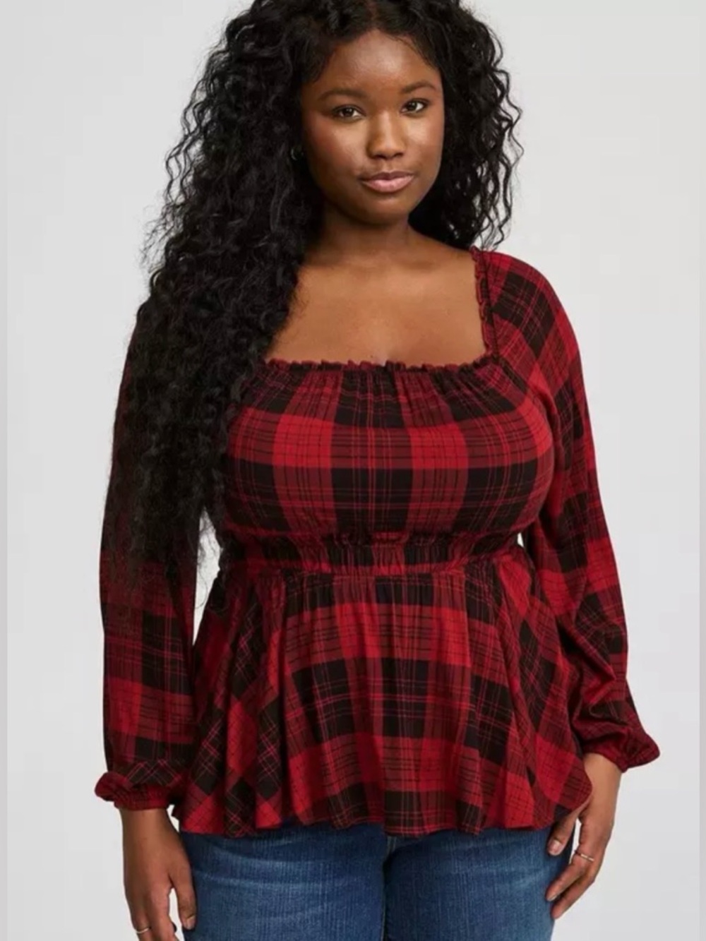 NWT Torrid Rayon Slub Waist Detail Blouson Sleeve Top Size 00 M/L